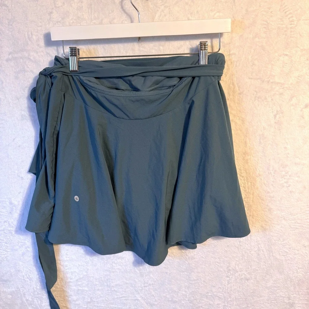 Halara Wrap Skirt Ruffle Side‎ Tie Large Slate Blue Women